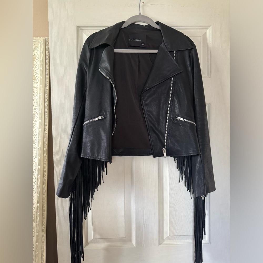 Artificial Leather Fringe Jacket